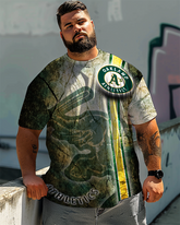 T-shirt imprimé à manches courtes pour hommes, grande taille